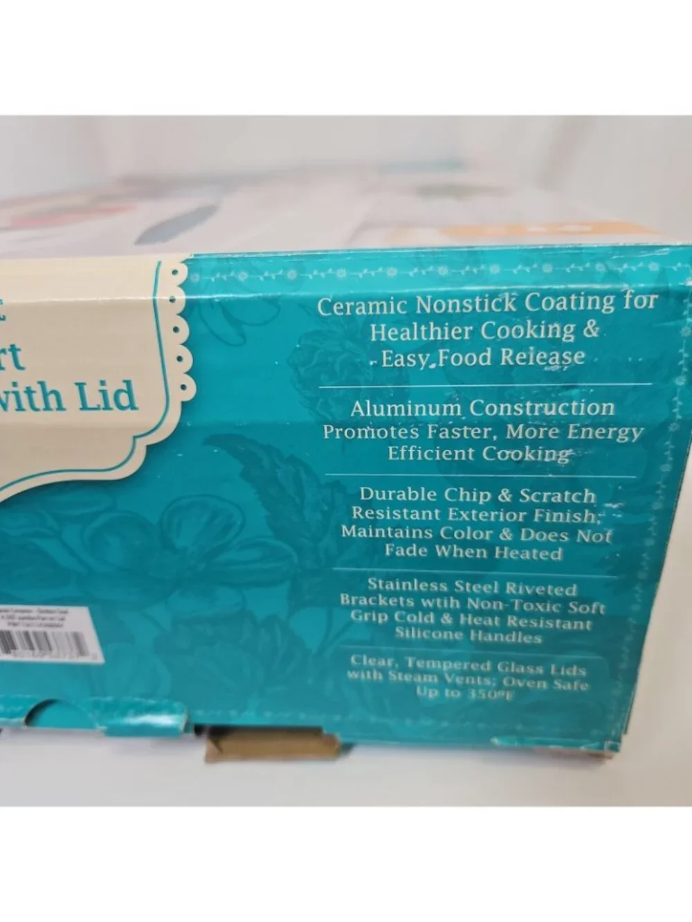The Pioneer Woman Ombre Teal 4.5-Quart Classic Ceramic Jumbo Pan w/Lid New